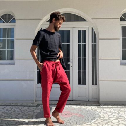Tailored Linen Slacks Minimal Edge Linen for Men Loose Drape